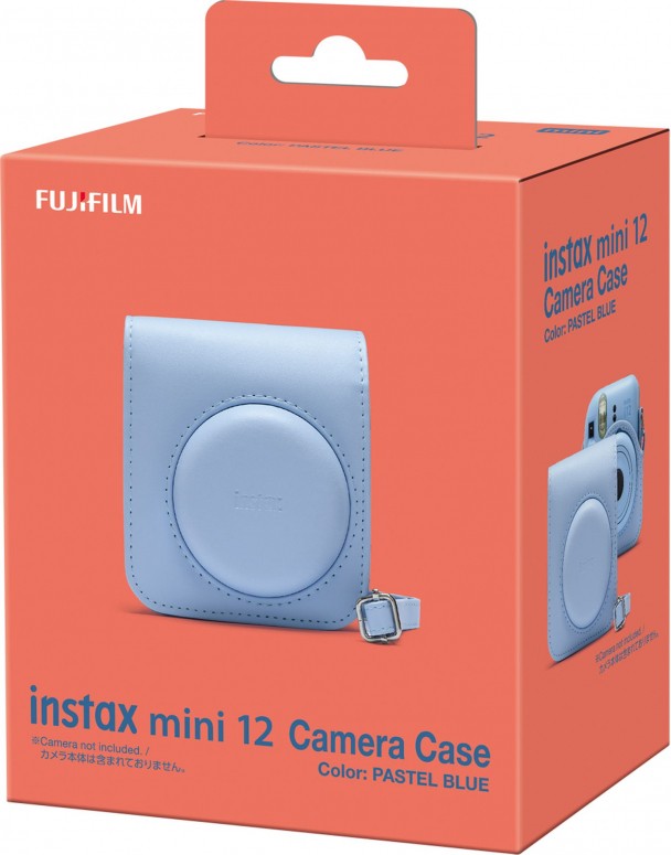 Aparat foto instant Fujifilm Instax mini 12, Pastel Blue cu husa, album foto si film