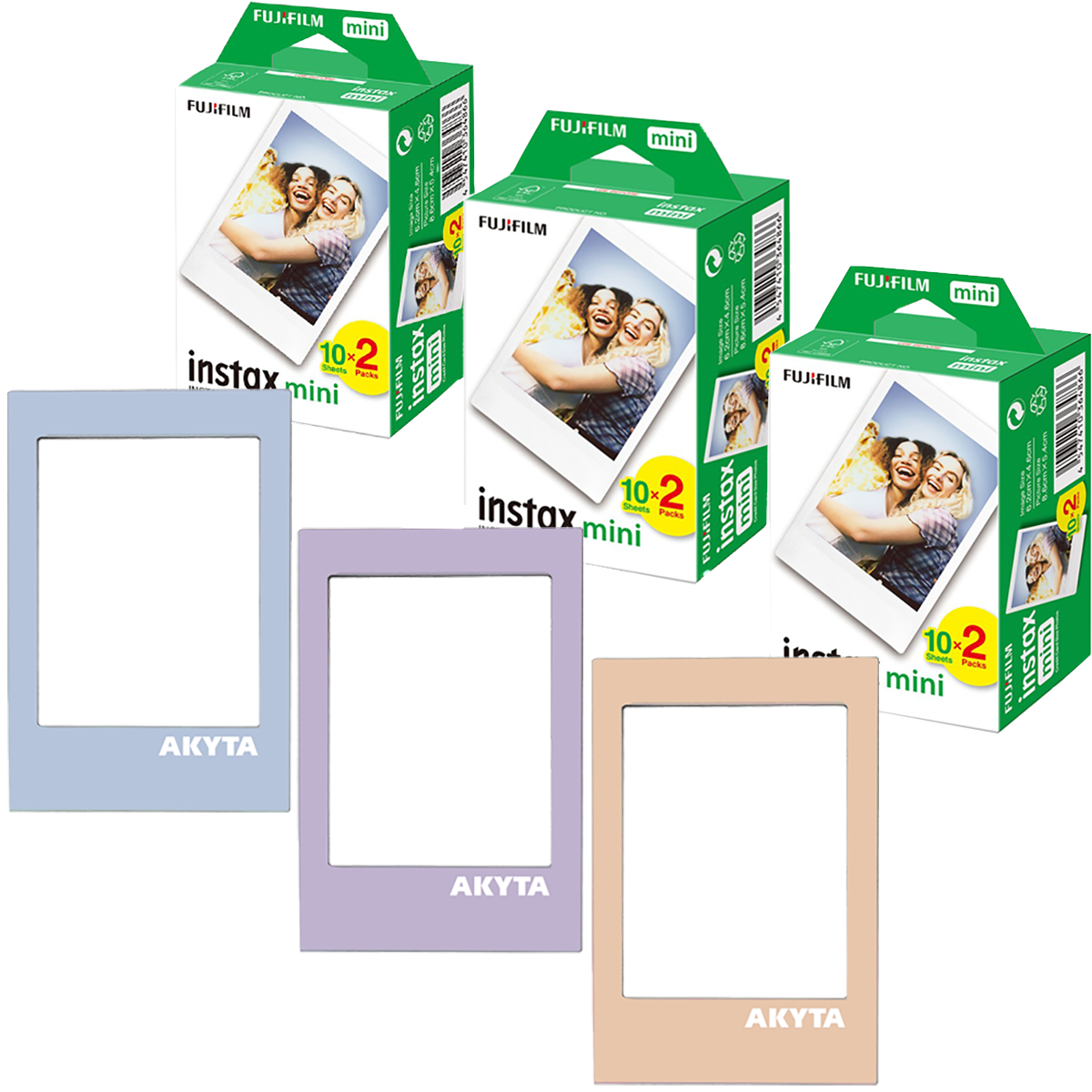 Fujifilm Instax Pachet 60 filme mini, 3pachete 2x10 buc, 54x86mm