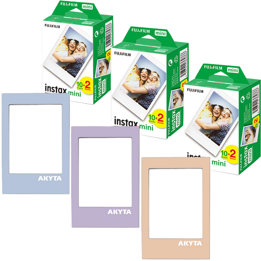Fujifilm Instax Pachet 60 filme mini, 3pachete 2x10 buc, 54x86mm cu 3 rame magnetice
