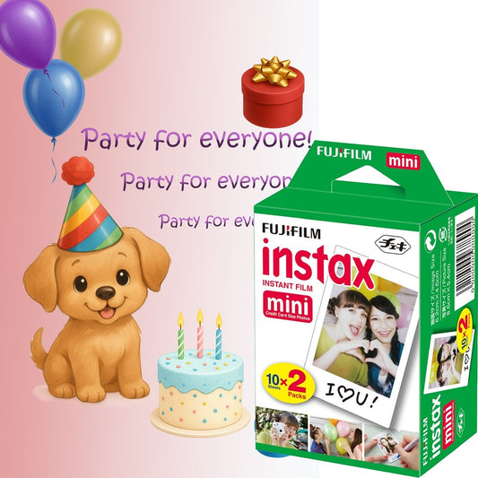 Set Film Fujifilm Instax Mini 2x10 + Felicitare Party roz – Pachet Instant Creativ