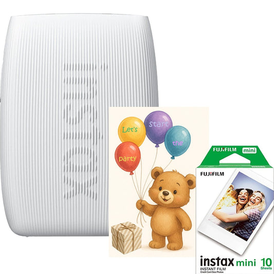 Fujifilm Instax imprimanta pentru smartphone miniLink 3, alb, cu film 1x10 si felicitare Party