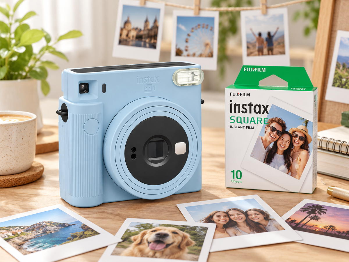 Set Aparat foto instant Fujifilm SQ1 Glacier Blue + Film Square 1x10