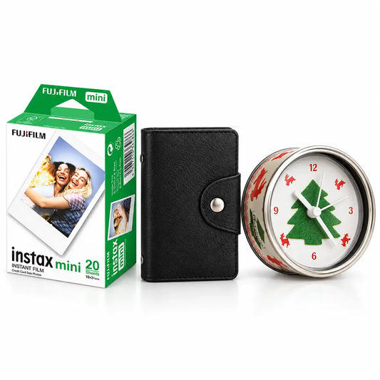 Set cadou de Craciun- film Fujifilm Instax mini 2x10+ album+ ceas Bradul lui Mos Craciun