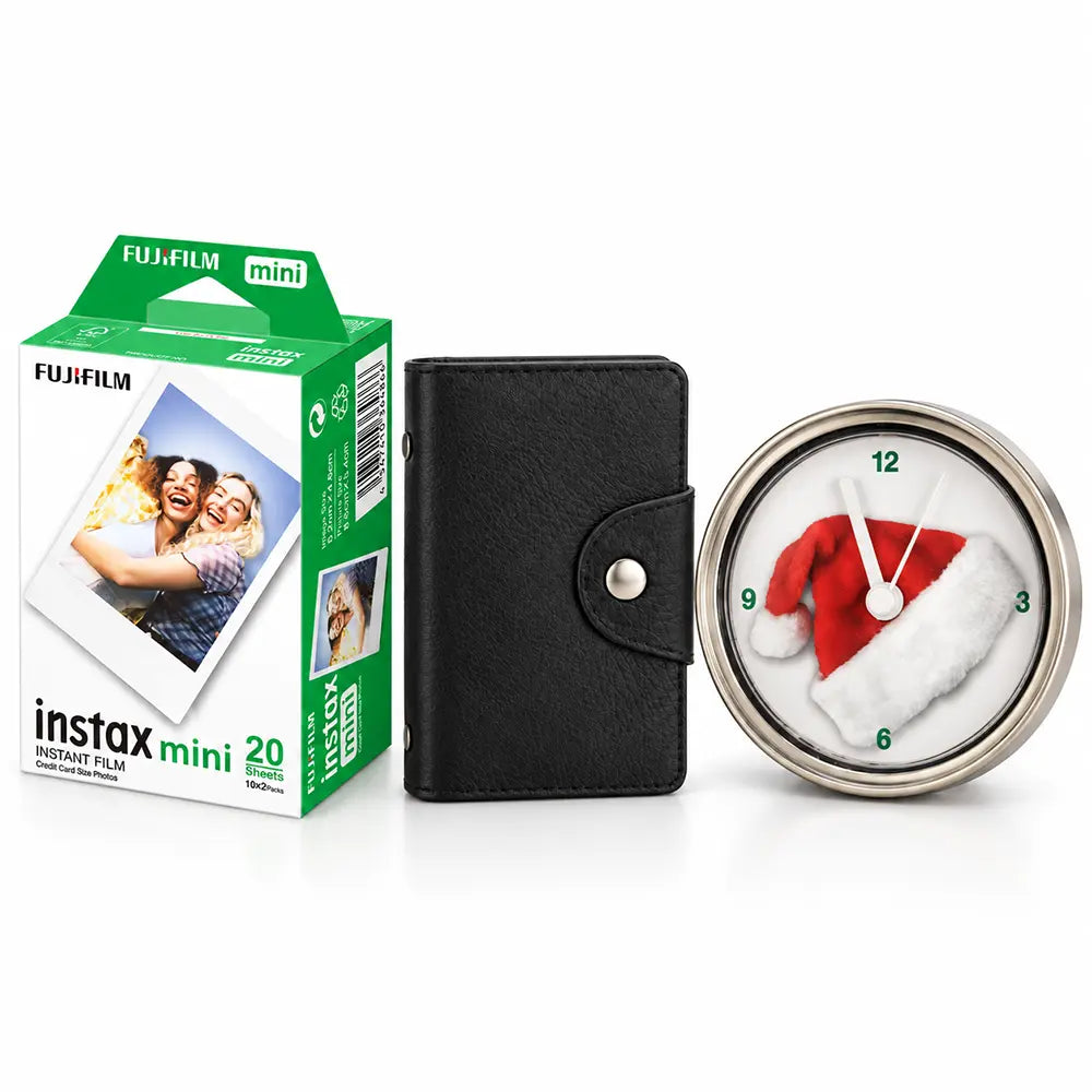 Set cadou de Craciun- film Fujifilm Instax mini 2x10+ album+ ceas Caciula lui Mos Craciun