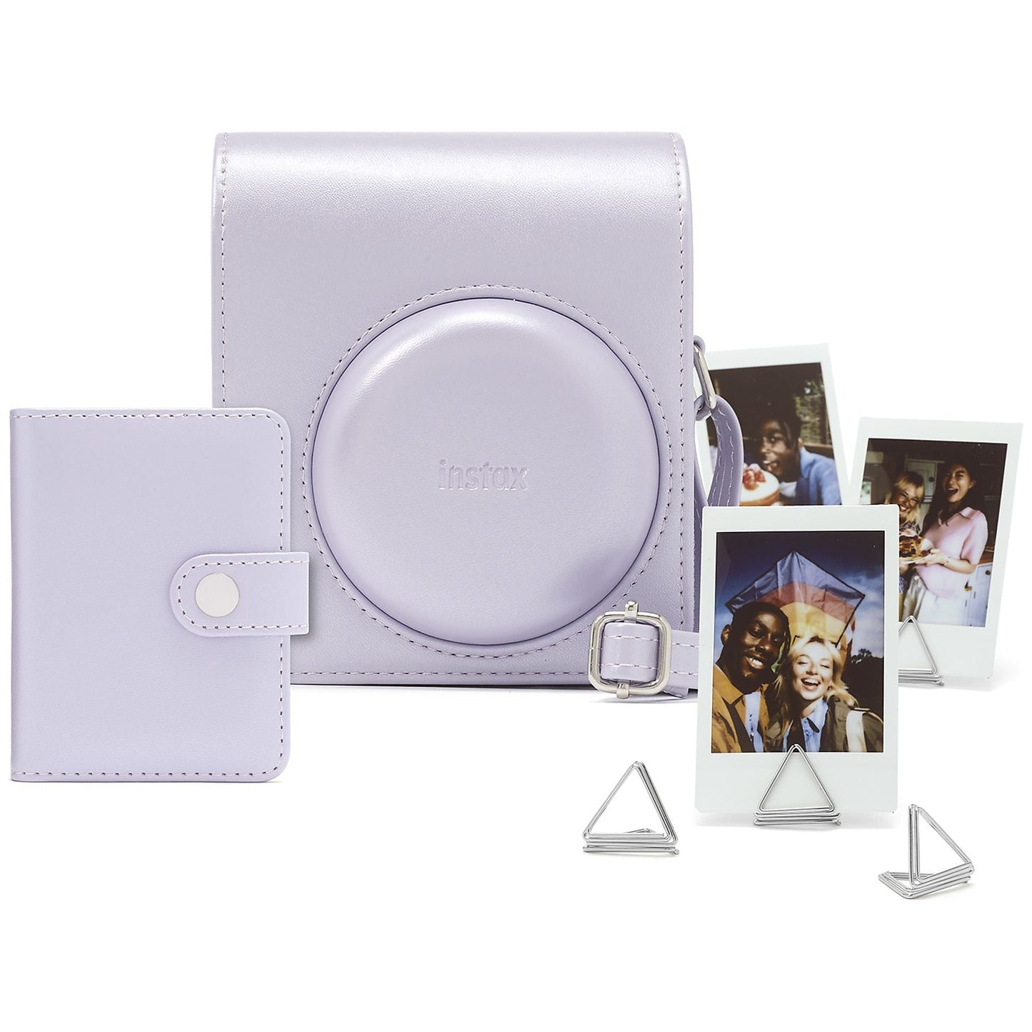Set aparat foto Fujifilm instax mini 13 Dreamy Purple, mov + film 10 poze + husă + album + suport poze + felicitare