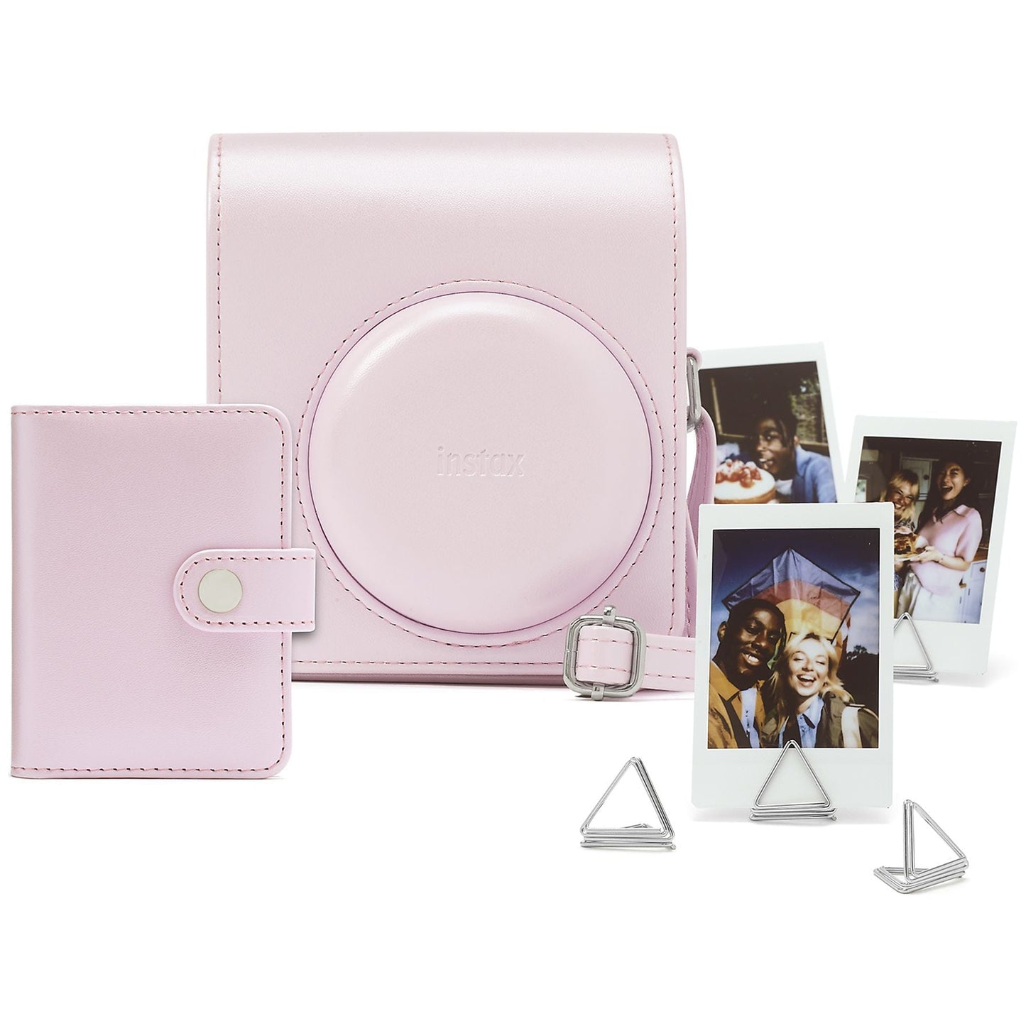 Set aparat foto Fujifilm instax mini 13 Candy Pink, roz + film 10 poze + husă + album + suport poze + felicitare