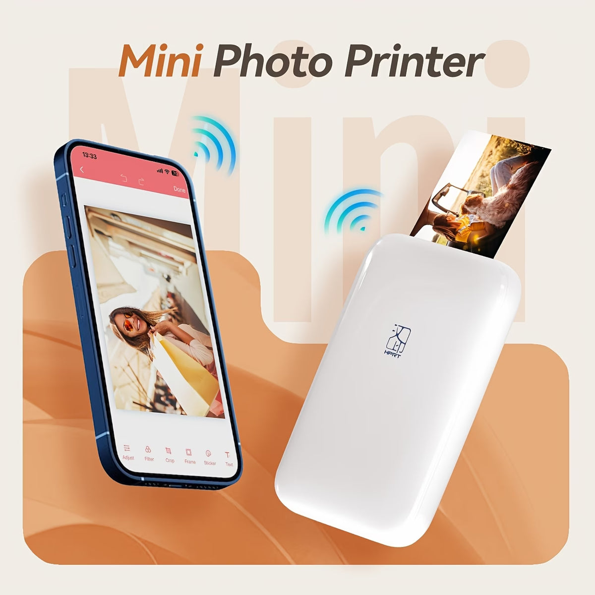 Imprimantă portabilă color Hanin MT53, tehnologie Zink, cu 25 hârtii foto incluse