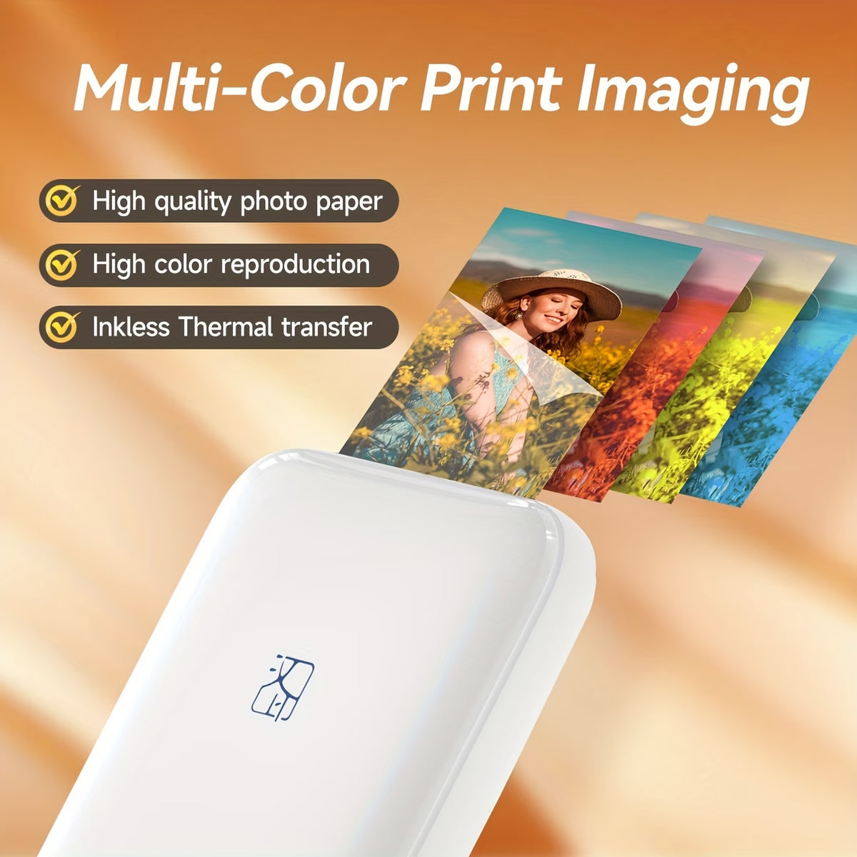 Imprimantă portabilă color Hanin MT53, tehnologie Zink, cu 25 hârtii foto incluse