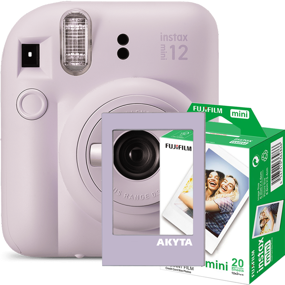 Camera foto instant Fujifilm Instax mini 12, Mint Green cu rama magnetica si 20 filme