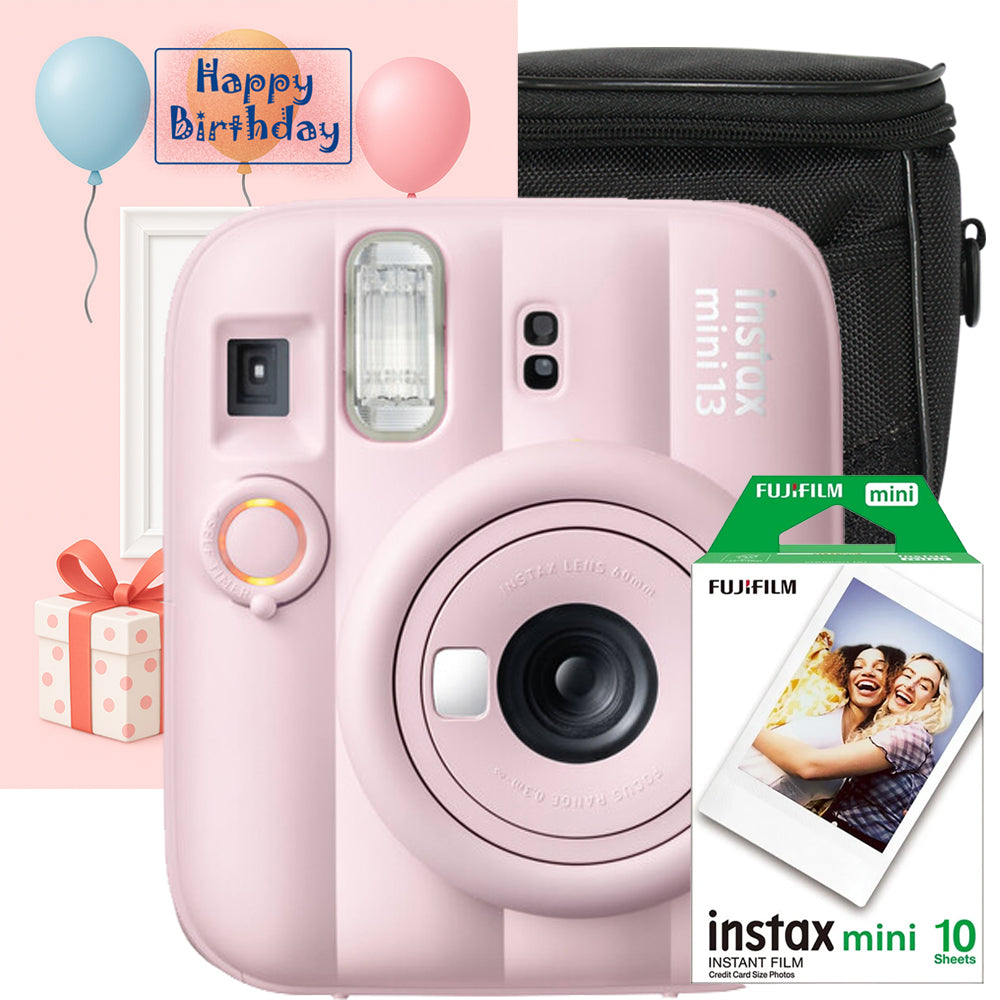 Set cadou complet Fujifilm instax mini 13 Candy Pink, roz + film 10 poze + husă neagră + felicitare
