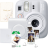 Set aparat foto Fujifilm instax mini 13 Clay White, alb + film 10 poze + husă + album + suport poze + felicitare