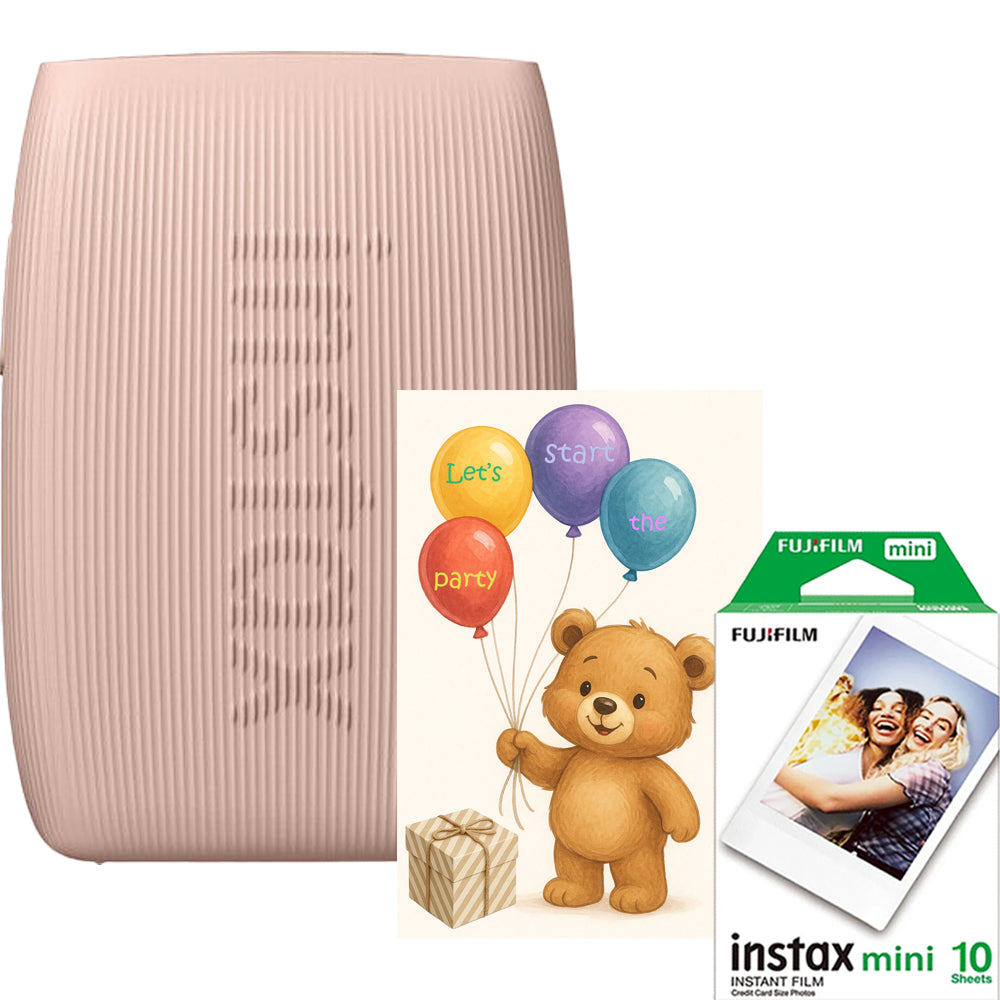 Fujifilm Instax imprimanta pentru smartphone miniLink 3, roz, cu film 1x10 si felicitare Party