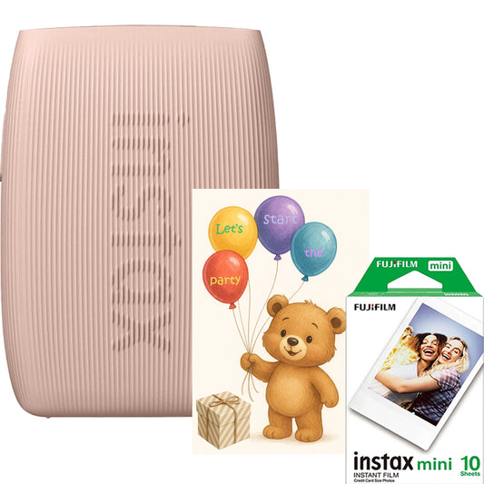 Fujifilm Instax imprimanta pentru smartphone miniLink 3, roz, cu film 1x10 si felicitare Party