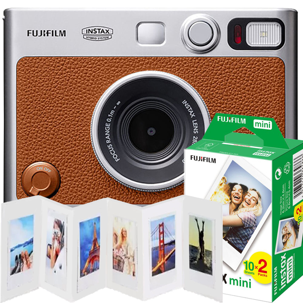 Aparat foto instant Fujifilm Mini Evo Brown + Film Mini 2x10+rama acordeon