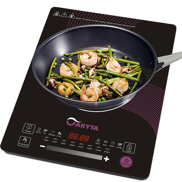 Plita cu inductie Akyta A3B, 2000W, un arzator, cablu de alimentare 5m, 8 nivele de putere, negru