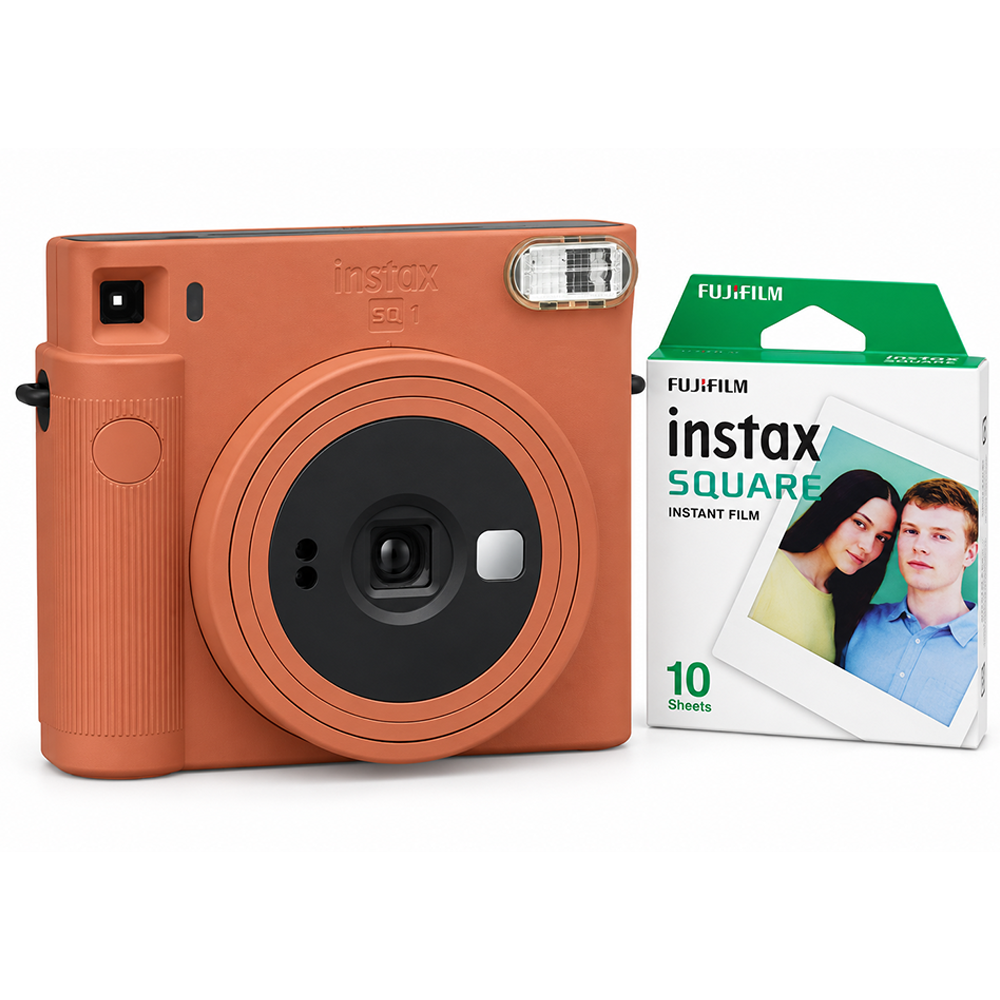 Set Aparat foto instant Fujifilm SQ1 Terracotta Orange + Film Square 1x10