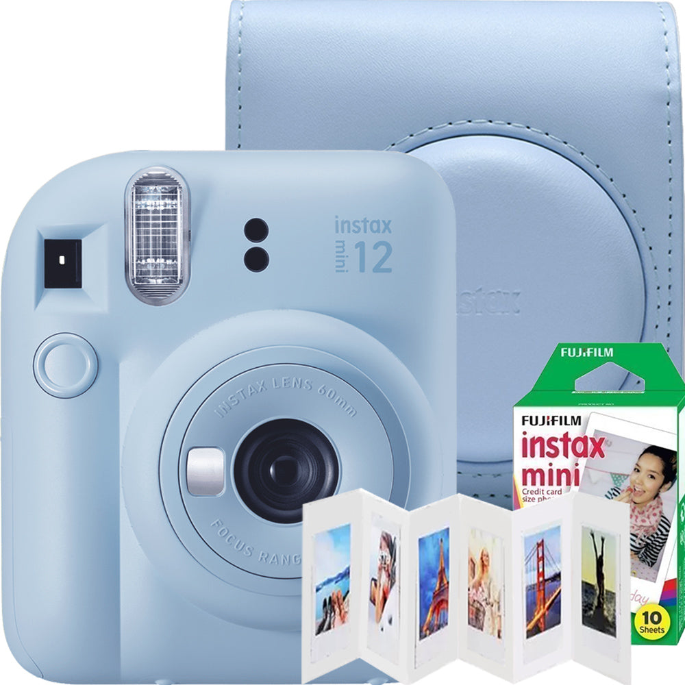 Set aparat foto instant Fujifilm Instax mini 12, Mint green cu husa Fujifilm, rama 6 pozitii Akyta si film 1x10