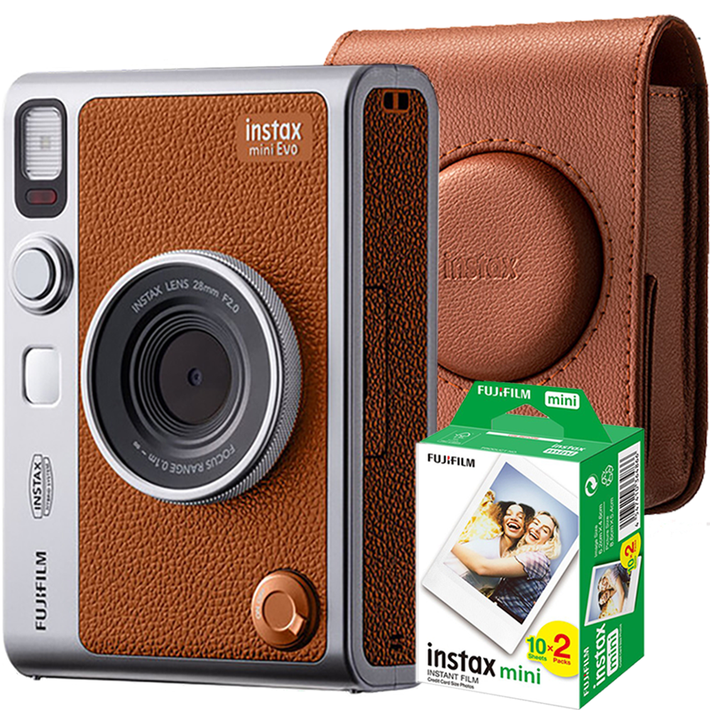 Aparat foto Fujifilm Instax mini Evo, negru, cu geanta si film 2x10