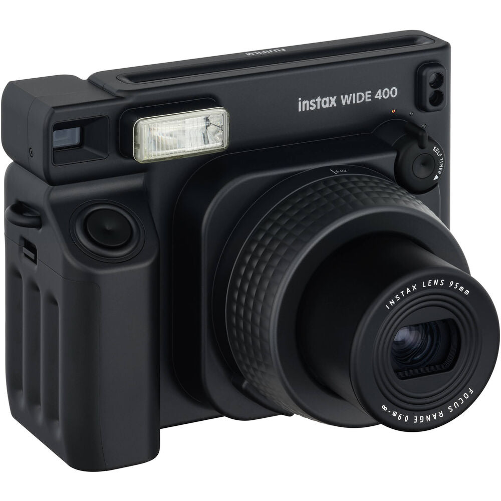 Aparat foto instant Fujifilm Instax Wide 400 negru cu film 1x10 si husa
