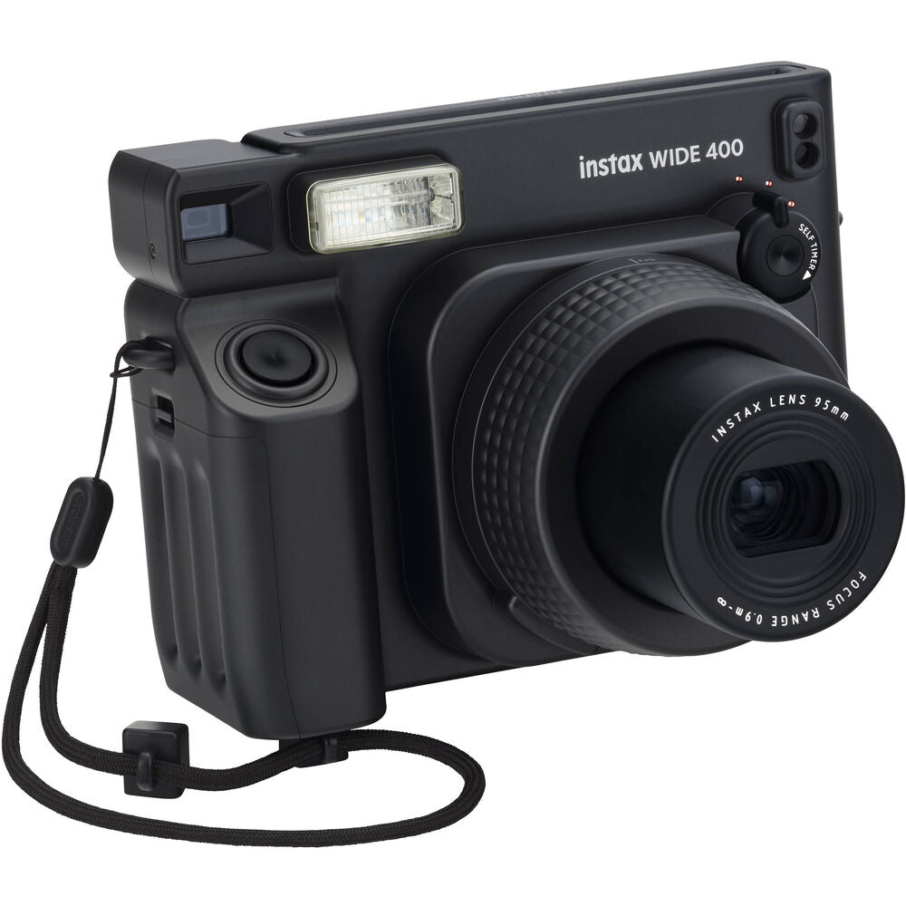 Aparat foto instant Fujifilm Instax Wide 400 negru cu film 1x10 si husa