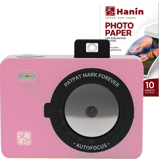 Set Aparat Foto Instant Hanin Z5 – Celebrate – 10 Fotografii Incluse, Roz, Bluetooth