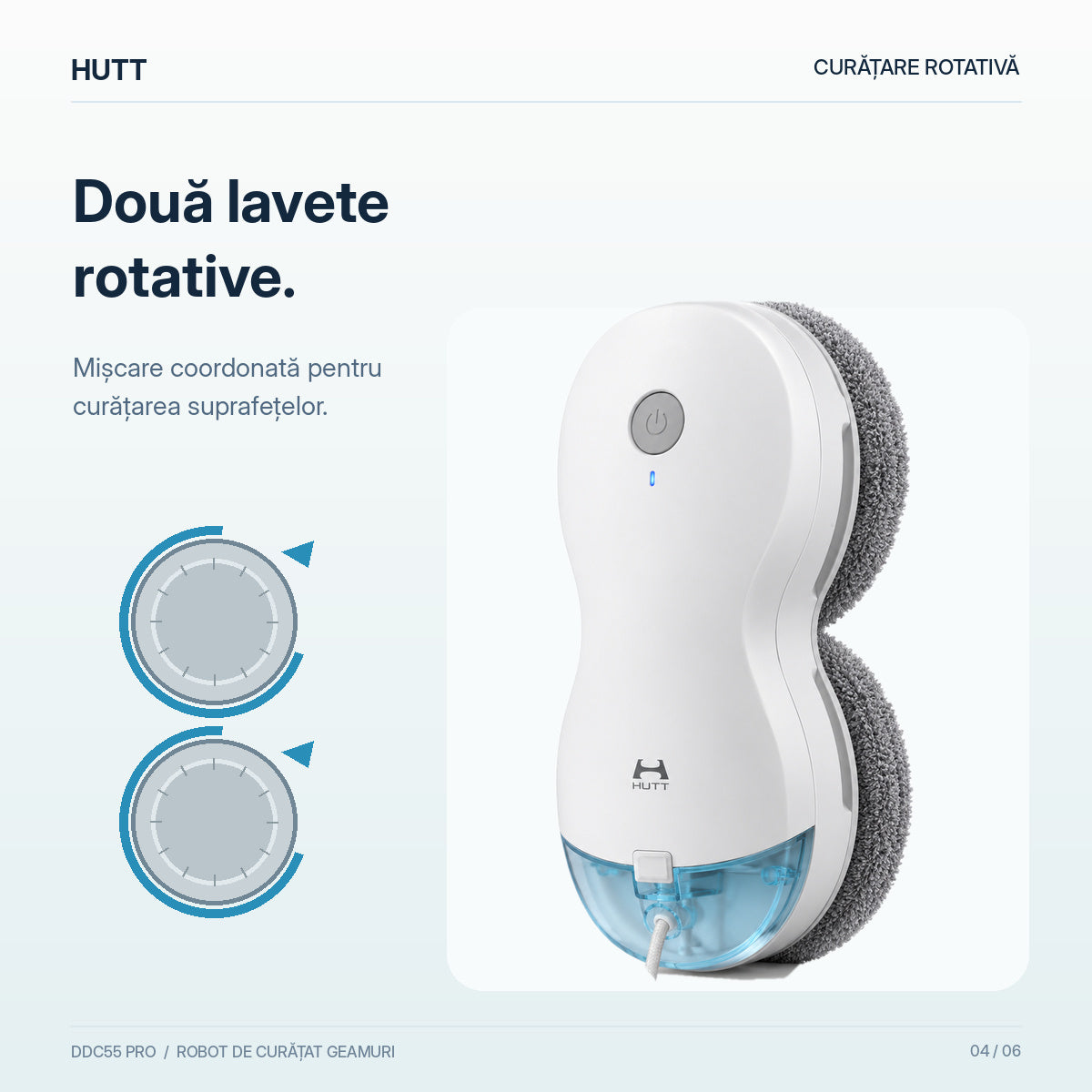 Robot curatare geamuri HUTT DDC55 Pro, 5400 Pa, 150 m², Senzori AI, Algoritm inteligent, Alb