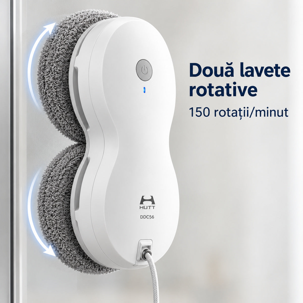 Robot de curatare geamuri Hutt DDC56, senzori AI, rezervor apa 60 ml, 3000Pa, alb