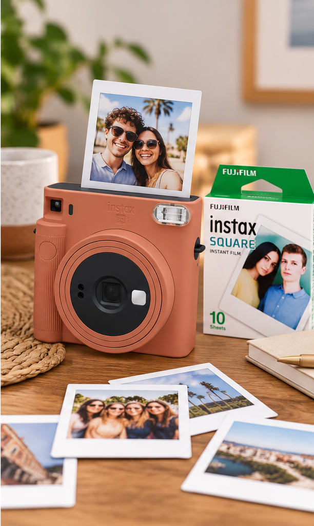 Set Aparat foto instant Fujifilm SQ1 Terracotta Orange + Film Square 1x10