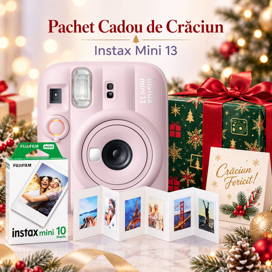 Pachet Cadou de Crăciun Instax Mini 13 Roz – Cameră, Film, Cutie