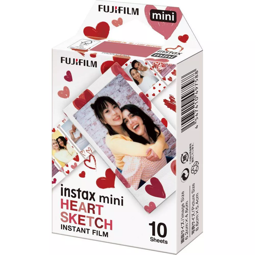 Set Film mini Fujifilm Instax alb 1x10 cu film mini Heart Sketch 1x10