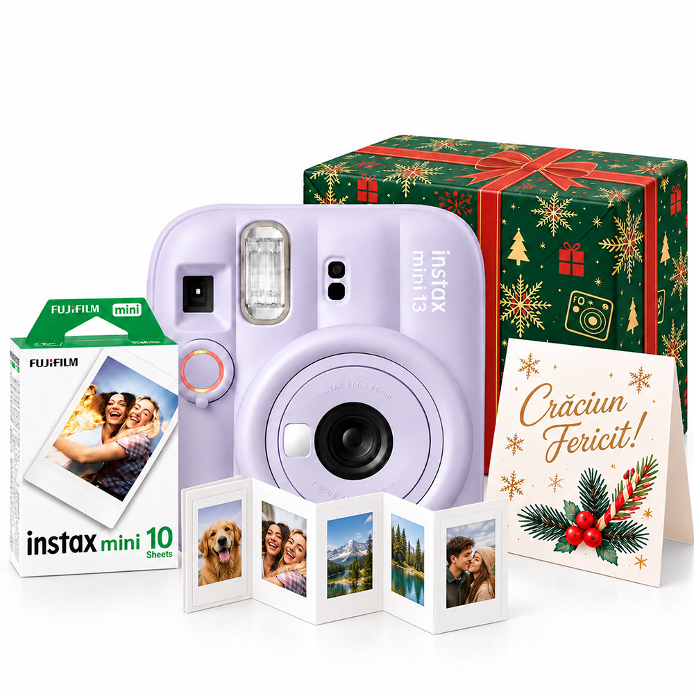 Pachet Cadou de Crăciun Instax Mini 13 Mov – Cameră, Film, Cutie