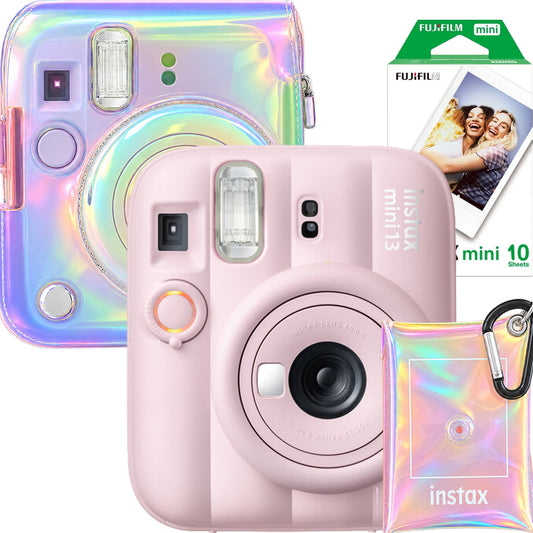 Pachet Fujifilm Instax Mini 13 Roz – Cameră Instant + Husă Iridescentă + Wallet Foto + Film 10 Poze